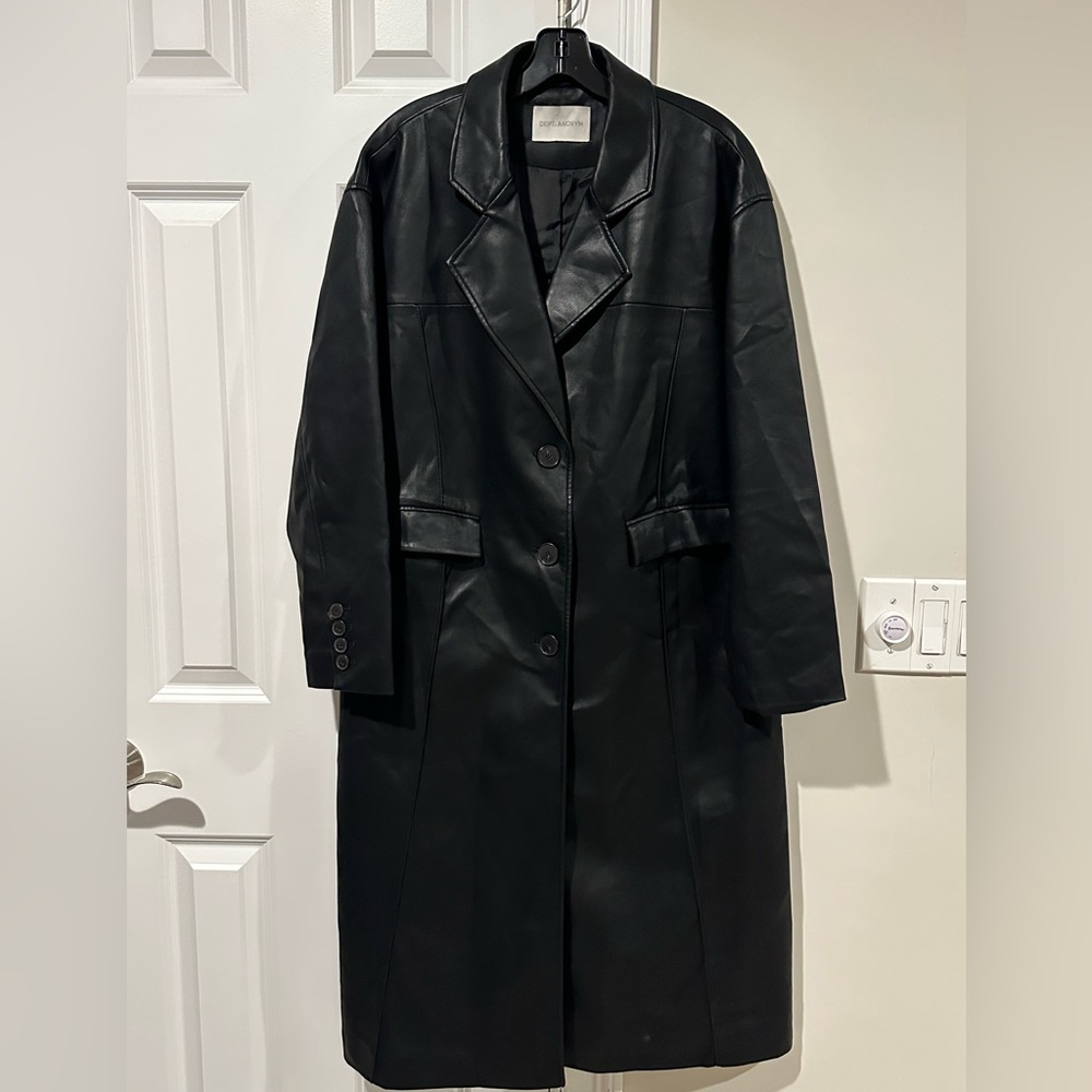 NWOT Dept. Anonym - Black Faux Leather Coat Sz Small